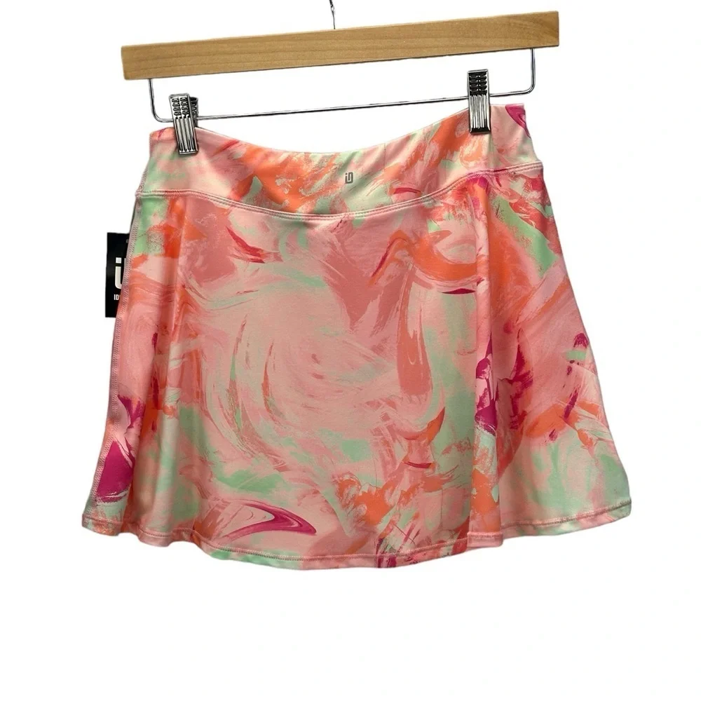 Ideology Girls Watercolor Tie Dye Print Sports Skort - Pink Orange Green - XL